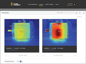 Comparing two IR images on Fluke Connect* Assets software